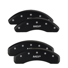 Load image into Gallery viewer, MGP 4 Caliper Covers Engraved Front & Rear MOPAR Black finish silver ch
