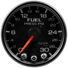 Load image into Gallery viewer, Autometer Spek-Pro Gauge Fuel Press 2 1/16in 30psi Stepper Motor W/Peak & Warn Blk/Blk