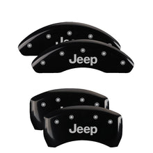 Load image into Gallery viewer, MGP 4 Caliper Covers Engraved Front & Rear JEEP Black finish silver ch