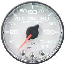 Load image into Gallery viewer, Autometer Spek-Pro Gauge Oil Press 2 1/16in 120psi Stepper Motor W/Peak & Warn Wht/Blk