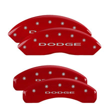 Load image into Gallery viewer, MGP 4 Caliper Covers Engraved Front & Rear With out stripes/Dodge Red finish silver ch