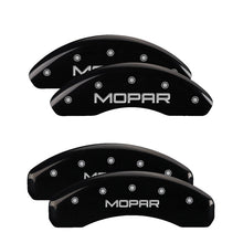 Load image into Gallery viewer, MGP 4 Caliper Covers Engraved Front & Rear MOPAR Black finish silver ch