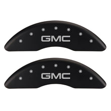 Load image into Gallery viewer, MGP 4 Caliper Covers Engraved Front & Rear GMC Red finish silver ch