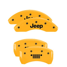 Load image into Gallery viewer, MGP 4 Caliper Covers Engraved Front & Rear MGP Yellow Finish Black Char 2004 Jeep Grand Cherokee