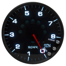 Load image into Gallery viewer, Autometer Spek-Pro Gauge Tachometer 5in 8K Rpm W/Shift Light & Peak Mem Black/Smoke/Black