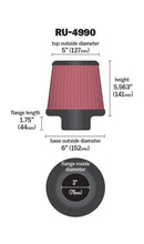 Load image into Gallery viewer, K&N Filter Universal Rubber Filter-Rd Tapered 3in Flange ID x 6in Base OD x 5in Top OD x 5.563in H