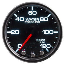 Load image into Gallery viewer, Autometer Spek-Pro Gauge Water Press 2 1/16in 120psi Stepper Motor W/Peak & Warn Blk/Smoke/Blk