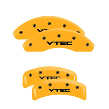 Load image into Gallery viewer, MGP 4 Caliper Covers Engraved Front & Rear Vtech Yellow Finish Black Char 2001 Acura TL