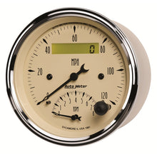 Load image into Gallery viewer, AutoMeter Gauge Tach/Speedo 3-3/8in. 120MPH & 8K RPM Elec. Program. Antq Beige