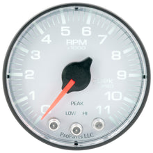 Load image into Gallery viewer, Autometer Spek-Pro Gauge Tach 2 1/16in 11K Rpm W/ Shift Light & Peak Mem Wht/Blk