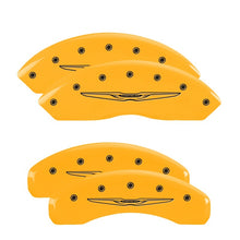 Load image into Gallery viewer, MGP 4 Caliper Covers Engraved Front & Rear Style 2/Chrysler Wing Yellow finish black ch