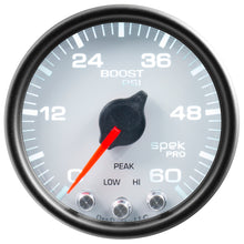 Load image into Gallery viewer, Autometer Spek-Pro Gauge Boost 2 1/16in 60psi Stepper Motor W/Peak & Warn Wht/Blk