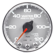 Load image into Gallery viewer, Autometer Spek-Pro Gauge Water Press 2 1/16in 120psi Stepper Motor W/Peak & Warn Slvr/Chrm