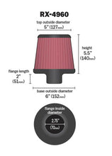 Load image into Gallery viewer, K&N Filter Universal X Stream Clamp-On 2.75in Flange ID / 6in Base OD / 5in Top OD / 5.5in Height