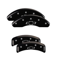 Load image into Gallery viewer, MGP 4 Caliper Covers Engraved Front & Rear Bowtie Black finish silver ch