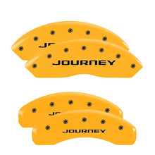 Load image into Gallery viewer, MGP 4 Caliper Covers Engraved Front & Rear With out stripes/Journey Yellow finish black ch