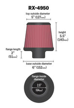 Load image into Gallery viewer, K&N Filter Universal X Stream Clamp-On 2.5in Flange ID / 6in Base OD / 5in Top OD / 5.5in Height