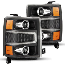 Load image into Gallery viewer, AlphaRex 14-15 Chevy 1500 PRO-Series Projector Headlights Black w/ Sequential Signal & DRL