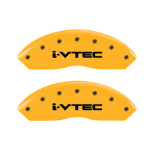 Load image into Gallery viewer, MGP 4 Caliper Covers Engraved Front & Rear i-Vtec Yellow finish black ch
