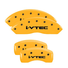 Load image into Gallery viewer, MGP 4 Caliper Covers Engraved Front & Rear i-Vtec Yellow finish black ch