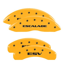 Load image into Gallery viewer, MGP 4 Caliper Covers Engraved Front & Rear MGP Yellow Finish Black Char 1998 Cadillac Deville