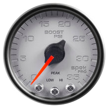 Load image into Gallery viewer, AutoMeter Gauge Boost 2-1/16in. 35PSI Stepper Motor W/Peak & Warn Silver/Blk Spek-Pro