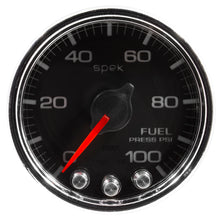 Load image into Gallery viewer, Autometer Spek-Pro Gauge Fuel Press 2 1/16in 100psi Stepper Motor W/Peak & Warn Blk/Chrm