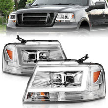 Load image into Gallery viewer, ANZO 2004-2008 Ford F-150 Projector Headlights w/ Light Bar Chrome Housing