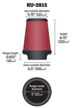 Load image into Gallery viewer, K&N Universal Clamp-On Air Filter 5in FLG / 6-1/2in B / 4-3/8in T / 8-3/4in H