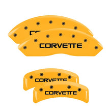 Load image into Gallery viewer, MGP 4 Caliper Covers Engraved F & R C4/Corvette Yellow Finish Black Char 1988 Chevrolet Corvette