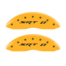 Load image into Gallery viewer, MGP 4 Caliper Covers Engraved Front & Rear Srt8 Yellow Finish Black Char 2006 Jeep Commander