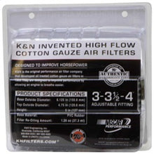 Load image into Gallery viewer, K&N Universal Air Filter Chrome Round Tapered Blue - 4in Flange ID x 1.125in Flange Length x 5.5in H