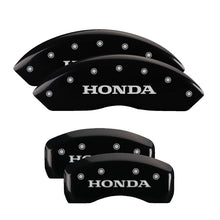 Load image into Gallery viewer, MGP 4 Caliper Covers Engraved Front & Rear Honda Black finish silver ch