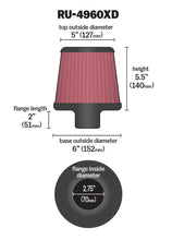 Load image into Gallery viewer, K&N Filter Universal Clamp-On Filter-Round Tapered 2.75in Flange ID x 6in Base OD x 5in Top OD