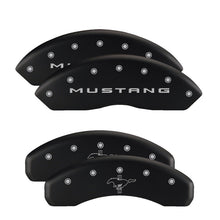 Load image into Gallery viewer, MGP 4 Caliper Covers Engraved Front 2015/Mustang Engraved Rear 2015/Bar & Pony Black fnsh silver ch