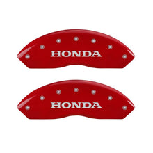 Load image into Gallery viewer, MGP 4 Caliper Covers Engraved Front & Rear Honda Red finish silver ch