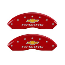 Load image into Gallery viewer, MGP 4 Caliper Covers Engraved F & R Chevy Racing Red Finish Silver Char 1988 Chevrolet Corvette