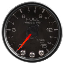 Load image into Gallery viewer, Autometer Spek-Pro Gauge Fuel Press 2 1/16in 15psi Stepper Motor W/Peak & Warn Blk/Blk