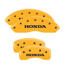 Load image into Gallery viewer, MGP 4 Caliper Covers Engraved Front & Rear Honda Yellow Finish Black Char 2006 Honda Accord