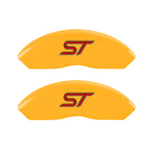Load image into Gallery viewer, MGP 4 Caliper Covers Engraved Front & Rear No Bolts/St Yellow Finish Black Char 2018 Ford Fusion