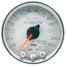 Load image into Gallery viewer, Autometer Spek-Pro Gauge Fuel Press 2 1/16in 30psi Stepper Motor W/Peak & Warn Slvr/Chrm