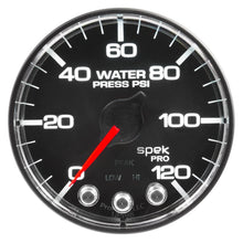Load image into Gallery viewer, Autometer Spek-Pro Gauge Water Press 2 1/16in 120psi Stepper Motor W/Peak & Warn Blk/Chrm