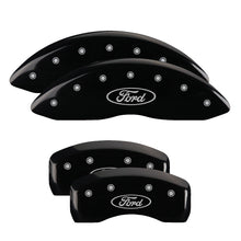 Load image into Gallery viewer, MGP 4 Caliper Covers Engraved Front & Rear Oval logo/Ford Black finish silver ch