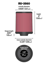 Load image into Gallery viewer, K&N Universal Rubber Filter 2-1/4in FLG x 5-1/8in Base x 4-5/8in Top x 6in Height