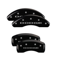 Load image into Gallery viewer, MGP 4 Caliper Covers Engraved Front & Rear With out stripes/Dodge Black finish silver ch