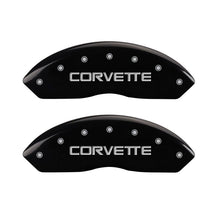 Load image into Gallery viewer, MGP 4 Caliper Covers Engraved F & R C4/Corvette Black Finish Silver Char 1988 Chevrolet Corvette