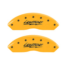 Load image into Gallery viewer, MGP 4 Caliper Covers Engraved Front & Rear Lightning Yellow Finish Black Char 2000 Ford F-150
