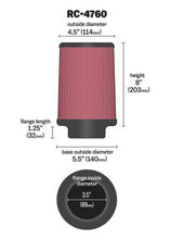 Load image into Gallery viewer, K&N Universal Chrome Filter 3 1/2 inch FLG / 5 1/2 inch Bottom / 4 1/2 inch Top / 8 inch Height