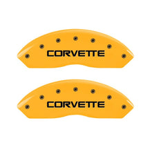Load image into Gallery viewer, MGP 4 Caliper Covers Engraved F & R C4/Corvette Yellow Finish Black Char 1988 Chevrolet Corvette