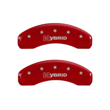 Load image into Gallery viewer, MGP 4 Caliper Covers Engraved Front & Rear GM Style/Hybrid Red finish silver ch